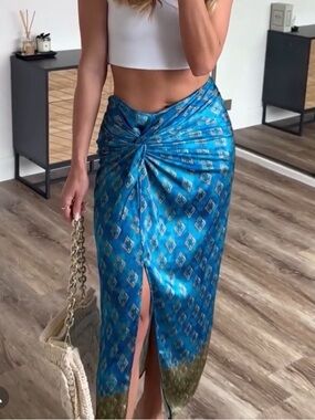 Knot-Front Midi Skirt